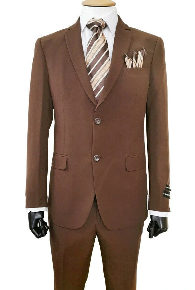Schlichte braune Herrenanzüge mit flacher Front: Stilvoll & Elegant für jeden Anlass! Dein perfekter Look!