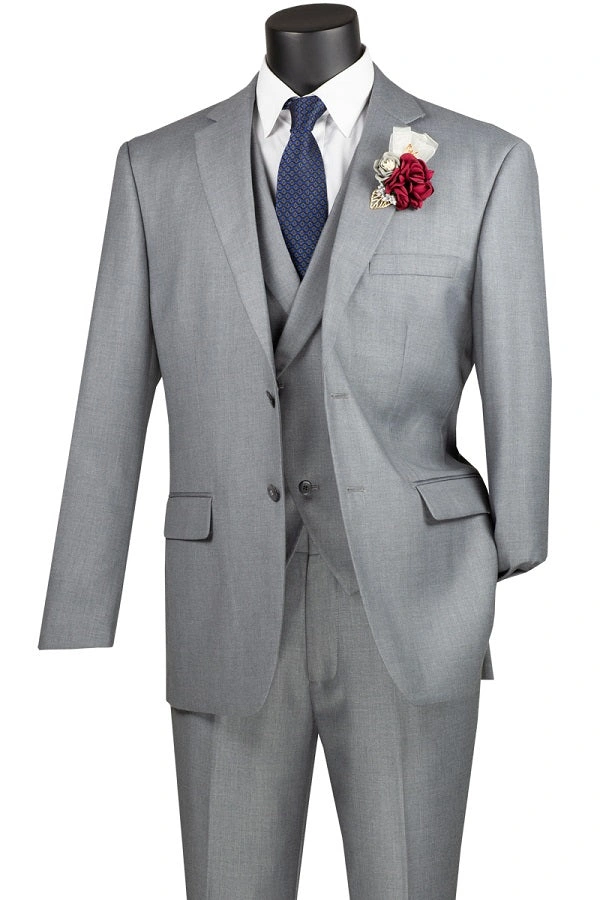Grau-Blau Anzug für Herren Vinci MV2TR Modern Fit Drei Teile Stilvoll Elegant Unverzichtbar